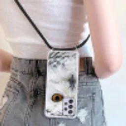 Sneeuwuil - Oog - Wildlife - Wit Hoesje Samsung Galaxy A52 5G met koord klein -sfeer5