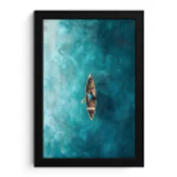 Bootje - Water - Blauw fotolijst zwart zonder passe partout klein -3d