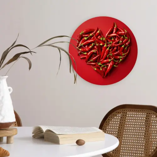 Pepers - Rood - Hart Wandcirkel plexiglas klein -sfeer4