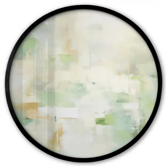 Abstract - Kunst - Wit - Groen - Modern Fotolijst rond zonder passe partout klein -3d