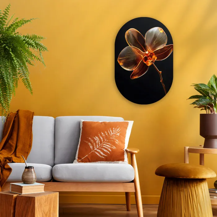Orchidee - Doorzichtig - Bloem Wandcirkel Ovaal Forex klein -sfeer4