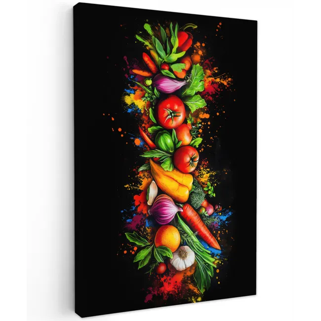 Groente - Eten - Kruiden - Graffiti - Koken Tuinposter op houten frame 2 cm dik klein -3d