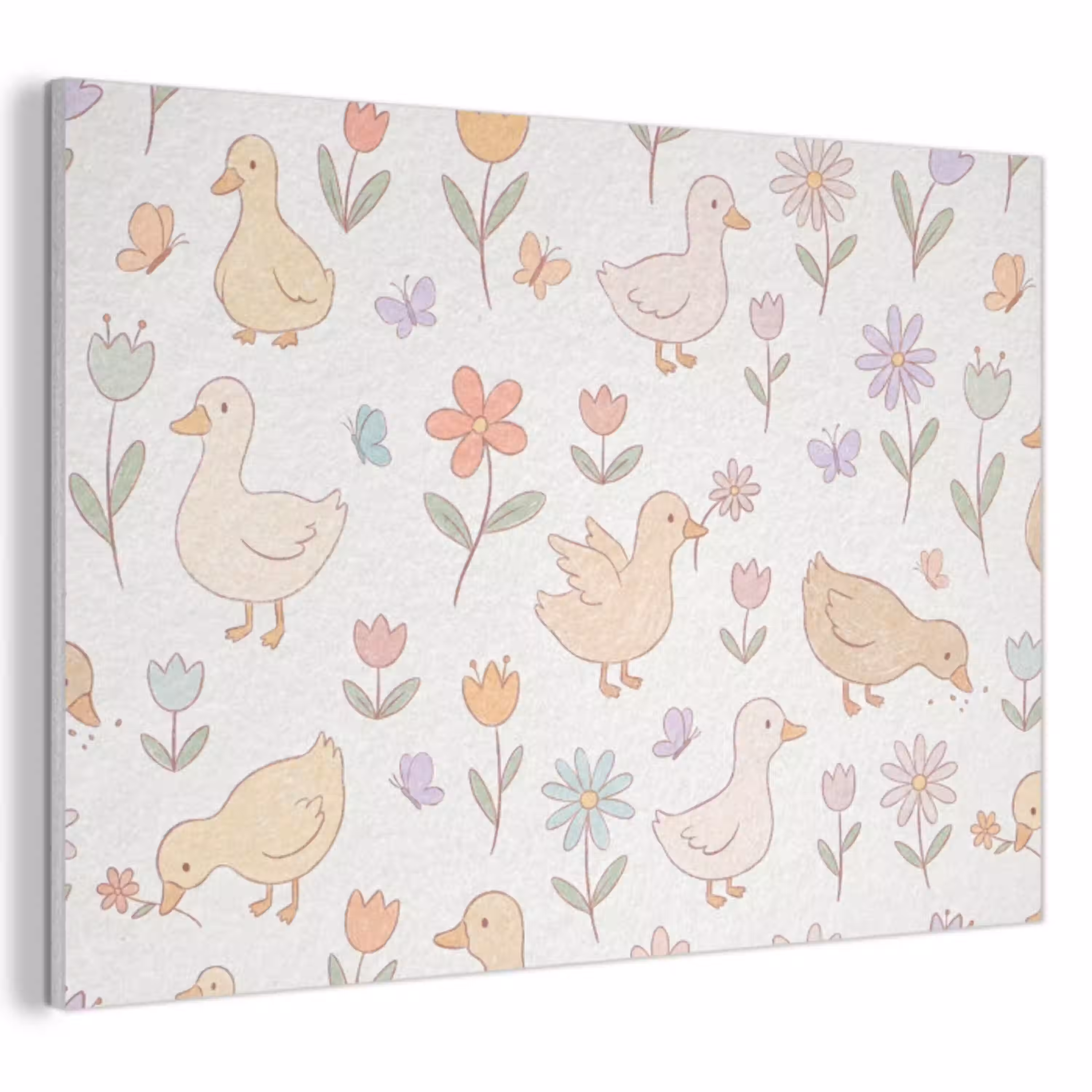 Vogel - Bloemen - Patroon - Pastel - Dieren PET vilt klein -3d
