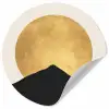 Bergsilhouetten - Gouden cirkel - Beige Wandcirkel behangsticker klein -3d