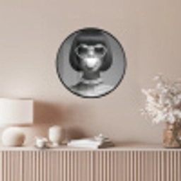 Vrouw - Zwart Wit - Ketting - Zonnebril Fotolijst rond zonder passe partout klein -sfeer3