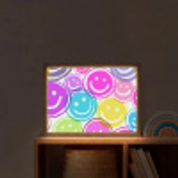 Smileys - Kleurrijk - Neon Light Box met batterij (Wandlamp kind) middel -sfeer1_kind