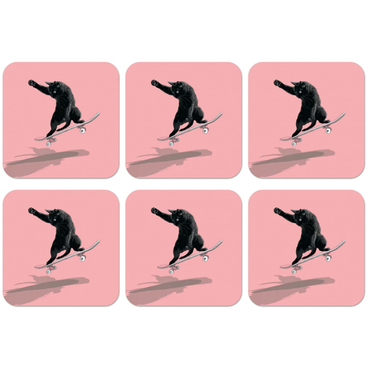 Kat - Skateboard - Roze onderzetter kurk middel -zkaufland3dotto