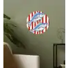 Vissen - Verticale strepen - Blauw - Rood Wandcirkel behangsticker klein -sfeer2