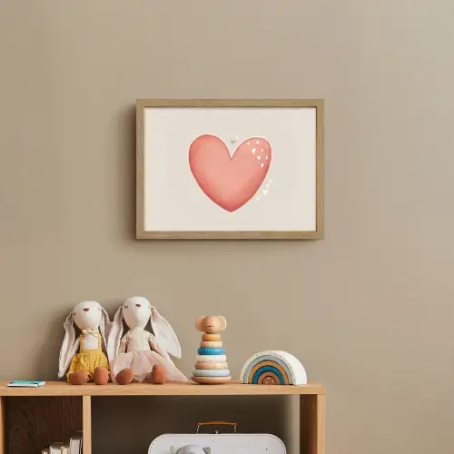 Rood - Hart - Beige Light Box met batterij (Wandlamp kind) middel -sfeer2_kind
