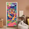 Bunter Tiger im Pop-Art-Stil mit personalisierbarem Namensfeld. deurposter klein -sfeer1