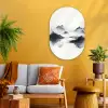 Bergen - Mistig - Water - Wit Wandcirkel Ovaal Glas middel -sfeer4