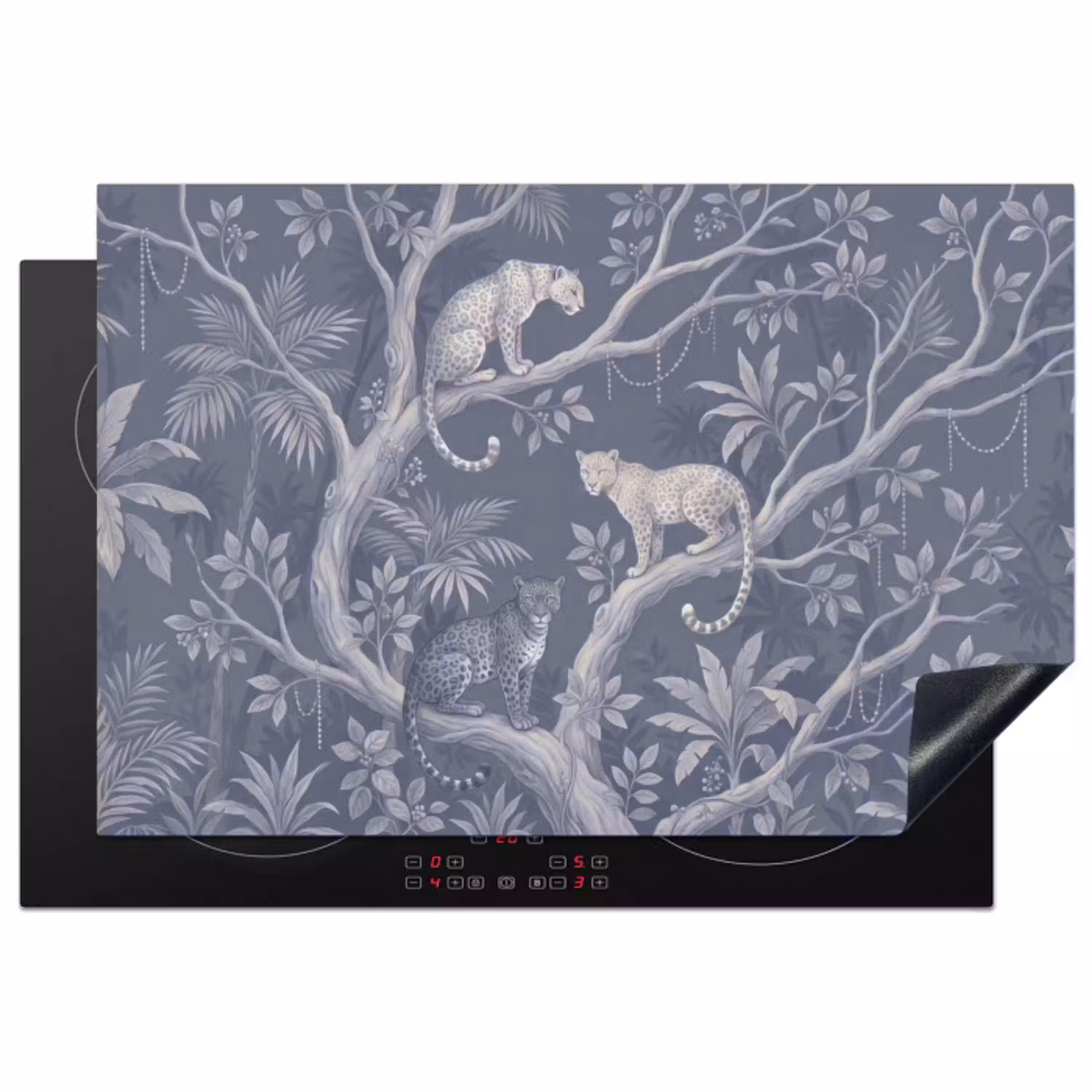 Dieren - Jungle - Illustratie - Bomen - Blauw Inductie beschermer vinyl 3mm klein -3d