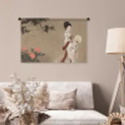 Vrouw - Azië - Kunst - Beige Wandkleed katoen middel -sfeer4