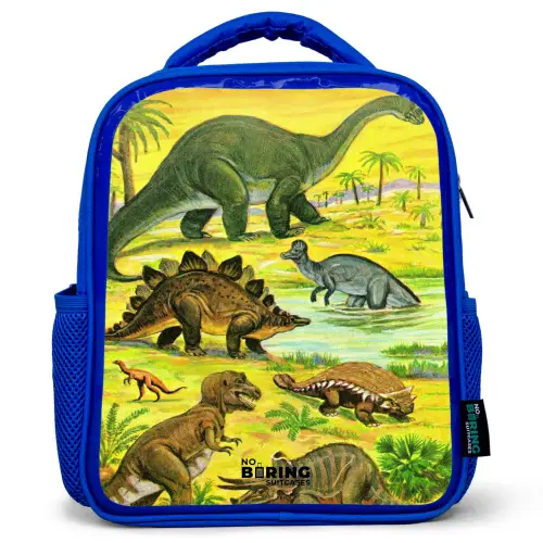 Dino's bij het water Kinderrugzak - Blauw middel -3d