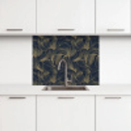 Abstract - Lijnen - Blauw - Goud keuken achterwand 2 middel 865 -3d