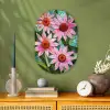 Bloemen - Roze - Glasmozaïek Wandcirkel Ovaal Forex klein -sfeer2