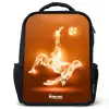 Oranje lichtvoetballer in zweefmoment Rugzak - Zwart middel -3d