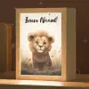 Leeuw - Dieren - Kinderen - Bruin - Meisje Light Box met kabel (Kinderlampje) klein -zzz_3d_website