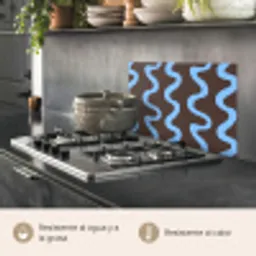 Kronkelende lijnen - Blauw - Bruin - Minimalistisch keuken achterwand spatscherm klein 900 -usp_ES