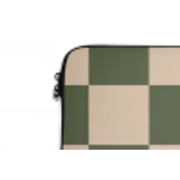 Schaakbord print - Groen - Beige - Blokjes laptophoes neopreen klein -detail