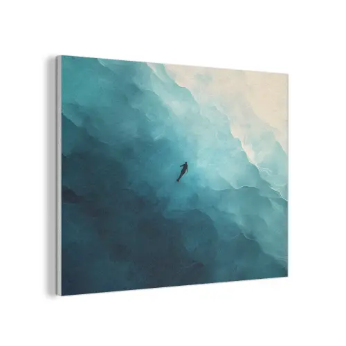 Zee - Silhouet - Abstract - Blauw PET vilt klein -3d