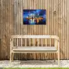 Skyline Toronto - Modern - Stadslicht - Blauw Tuinposter op houten frame 2 cm dik klein -sfeer4