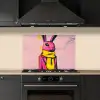 Abstract - Konijn - Sjaal - Geel keuken achterwand spatscherm klein -sfeer1