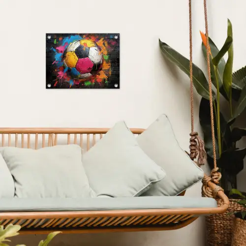 Kleurrijke Voetbal tuinposter los doek klein -sfeer7