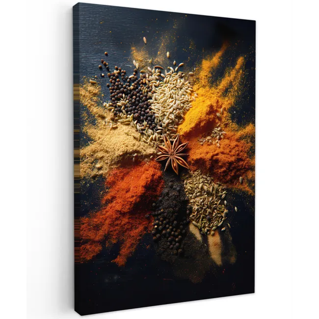 Specerijen - Explosie - Oranje Tuinposter op houten frame 2 cm dik klein -3d