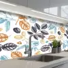 Vintage - Bladeren - Noot - Patronen keuken achterwand 2 middel 871 -3d_schuin