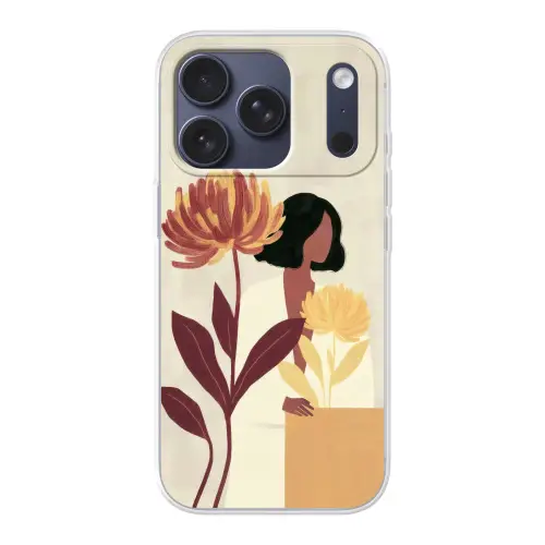 Vrouw - Minimalistisch - Bloem Telefoonhoesje iPhone 17 Pro klein -3d
