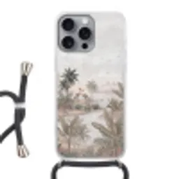 Kraanvogels - Palmbomen - Tropisch Hoesje iPhone 16 Pro Max met koord klein -3d