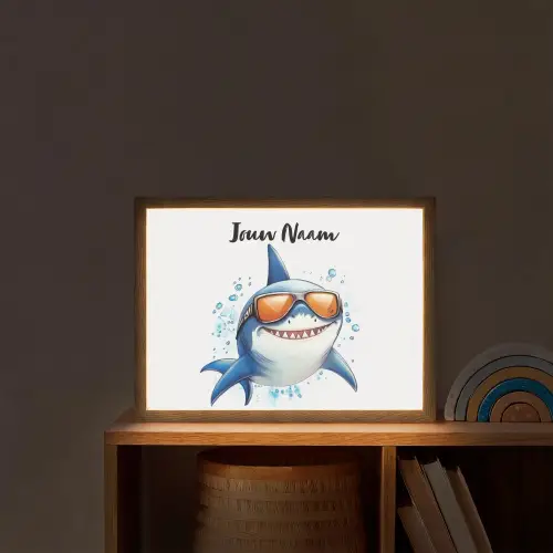 Haai - Zonnebril - Blauw - Water Light Box met batterij (Wandlamp kind) middel -sfeer1_kind