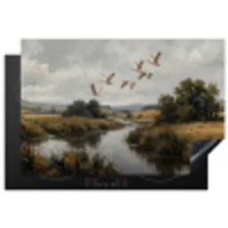 Eenden - Rivier - Landschap - Vlucht - Nostalgisch Inductie beschermer vinyl 3mm klein -3d