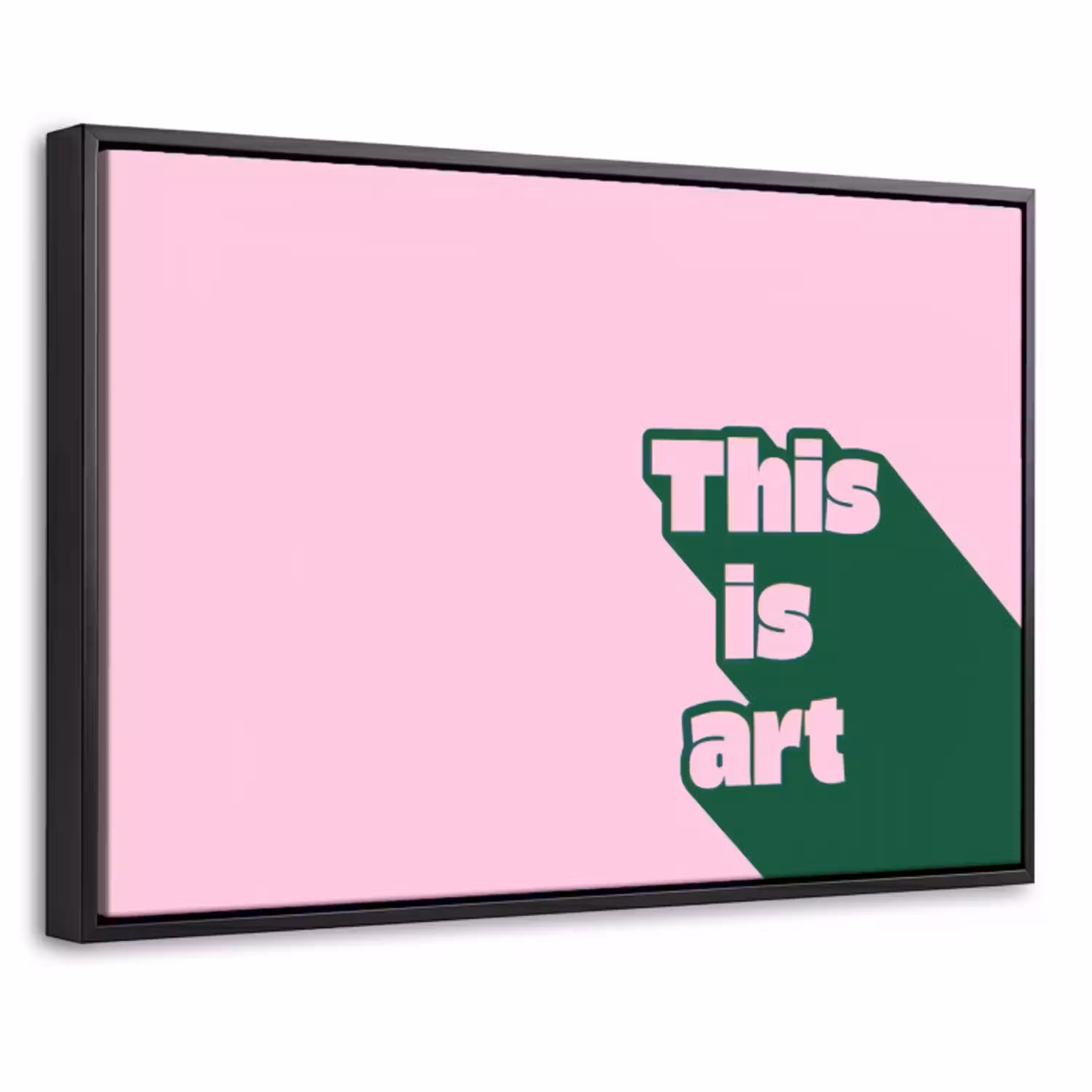 Groen - Tekst - This is art - Roze Canvas met baklijst klein -threedimensional_3d_global