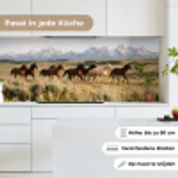 Paarden - Kudde - Bergen - Vrijheid - Wild keuken achterwand 2 middel -sfeer4_DE