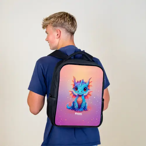 Schattige baby draak Rugzak - Zwart middel -sfeer8