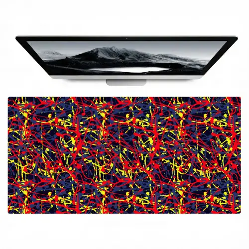 Waterverf - Rood - Geel Muismat XXL klein 681 -zzz3d