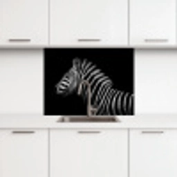 Zebra - Dier - Zwart keuken achterwand 2 middel -3d