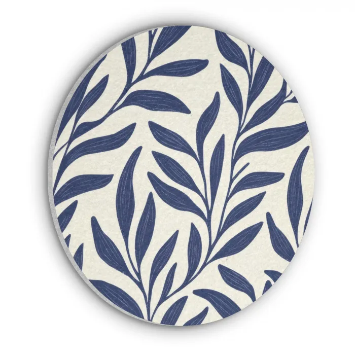 Bladeren - Klimop - Donkerblauw Akoestische PET Vilt - Rond klein -3d