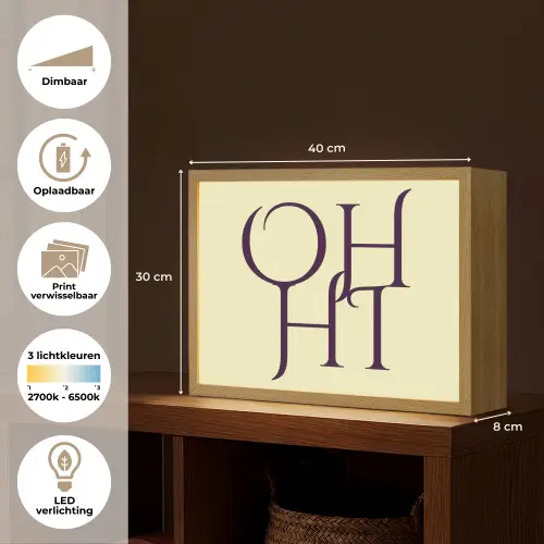 Oh hi - Geel - Monogram Light Box met batterij (Wandlamp) middel -USP_websiteoverzichtNL