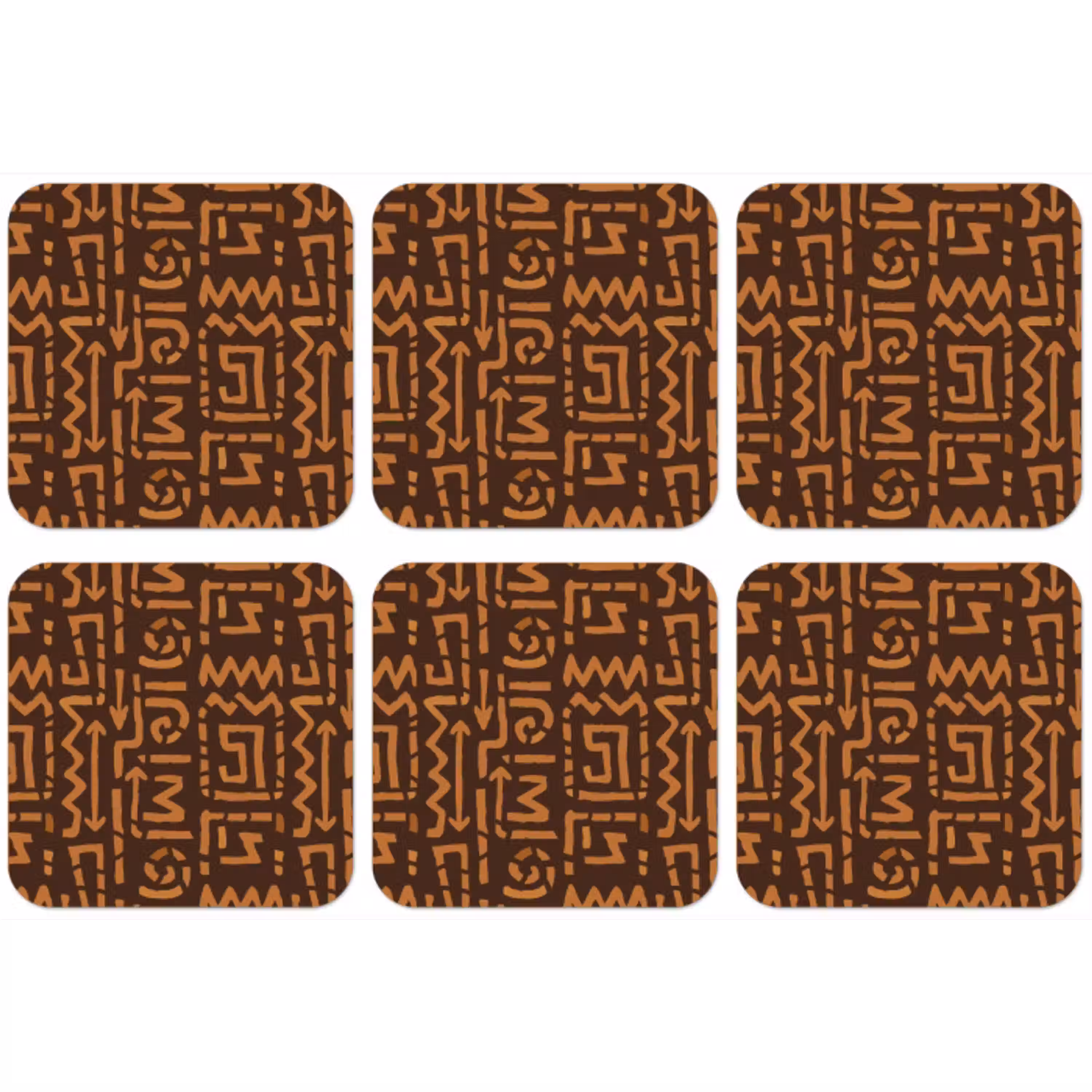 Chocoladebruin - Etnisch - Tribaal - Symbolen onderzetter kurk middel 366 -zkaufland3dotto
