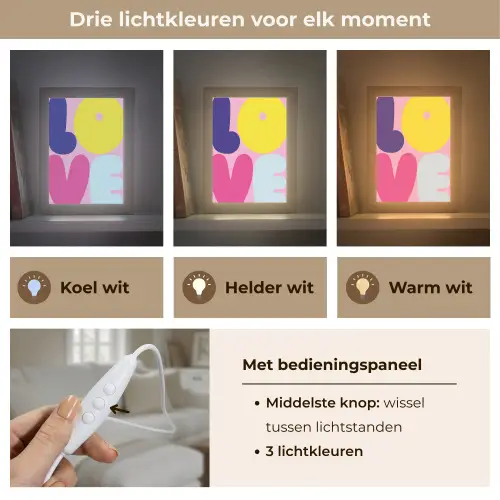 Love - Valentijn - Kleurrijk Light Box met kabel (Tafellamp) klein -USP_lichtkleurNL
