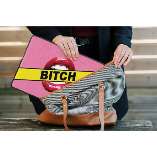 Lippen - Tekst - Kleurrijk laptophoes neopreen klein -tas