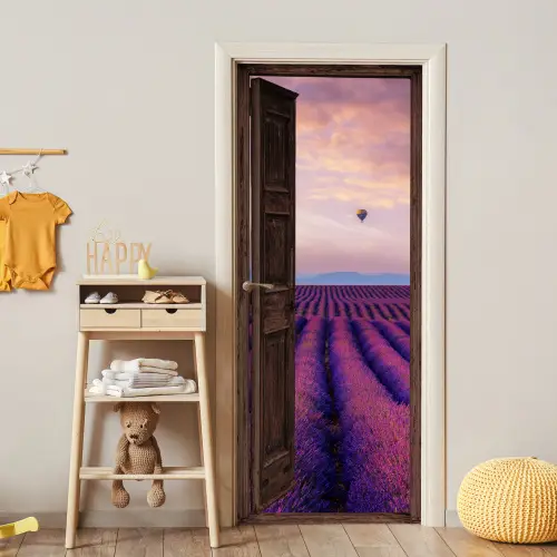 Doorkijk - Lavendel - Bloemen - Paars deurposter klein -sfeer4