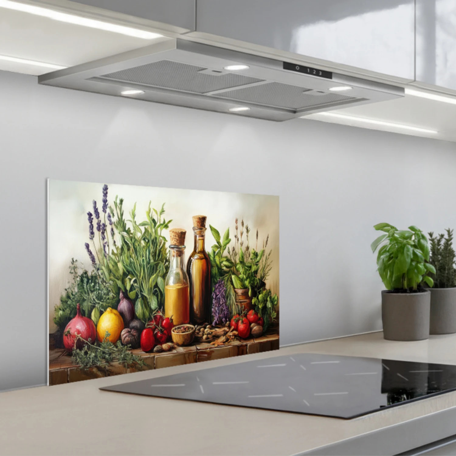 Stilleven - Kruiden - Specerijen - Fruit - Kleurrijk keuken achterwand spatscherm klein -3d_schuin
