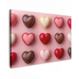 Macarons - Hartjes - Kleurrijk - Roze Tuinposter op houten frame 2 cm dik klein -3d