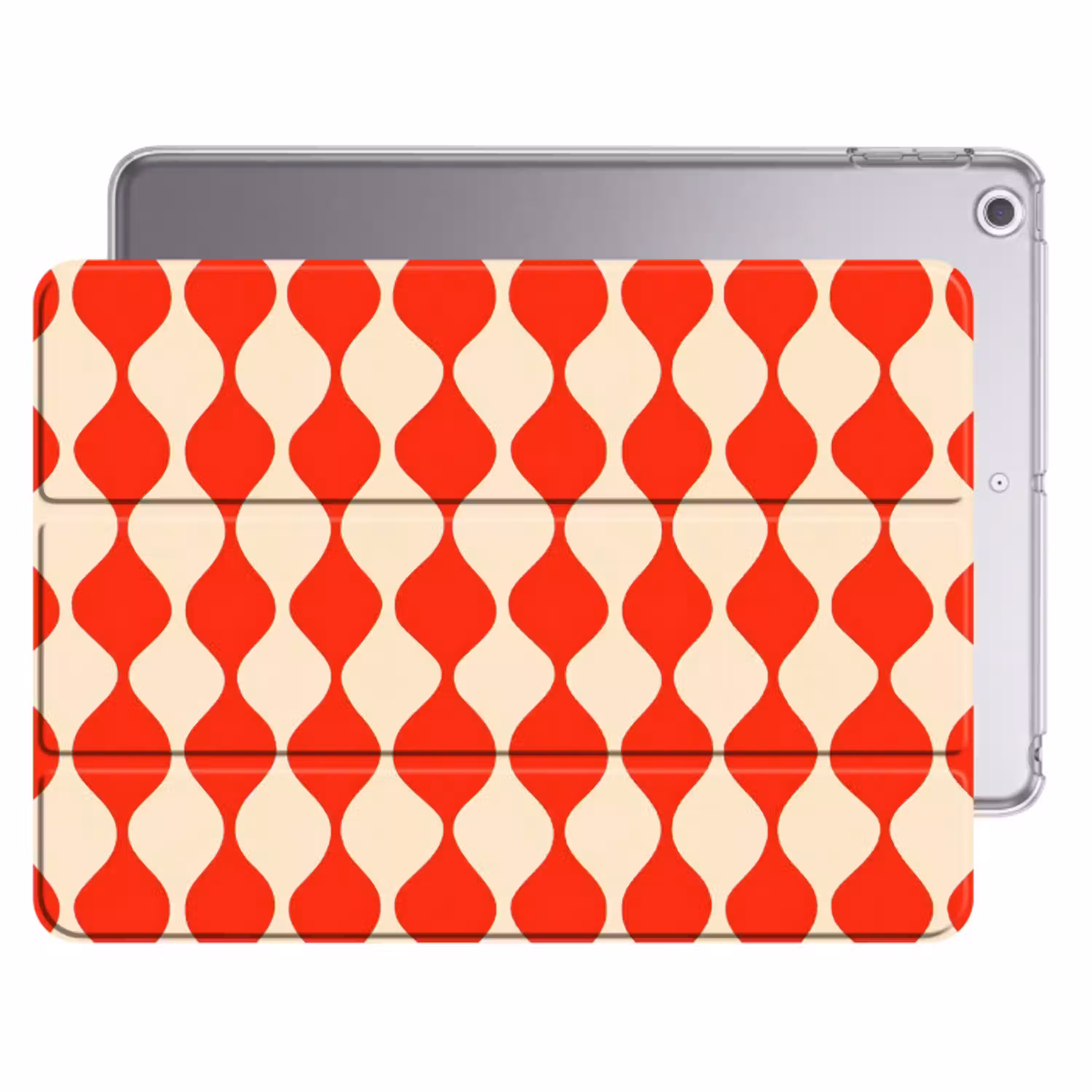 Golvend patroon - Retro - Rood - Beige Apple iPad 2017 middel 1172 -threedimensional_3d_global