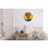 Frida Kahlo - Vrouw - Geel - Blauw - Bloemen Wandcirkel aluminium klein -woonkamer