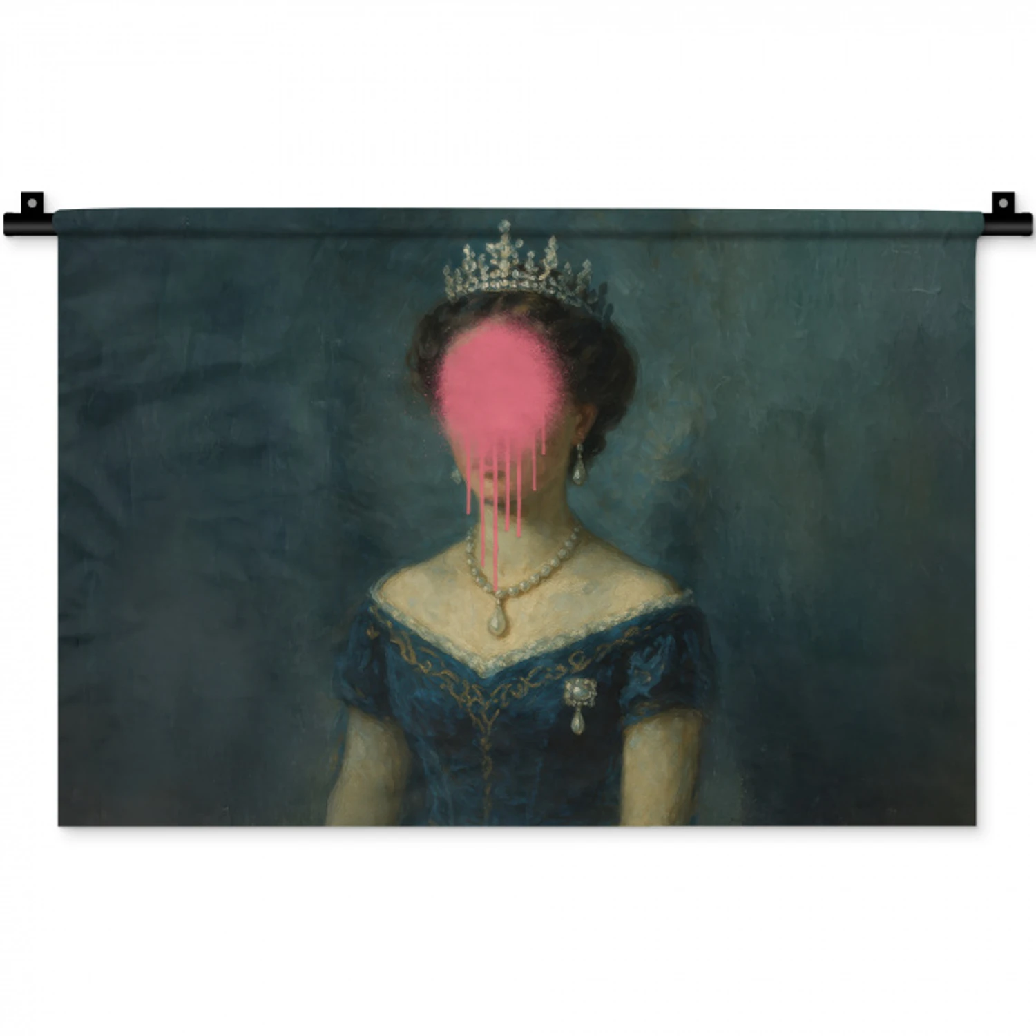 Kroon - Roze druipend verf - Portret Wandkleed katoen klein -zz3d